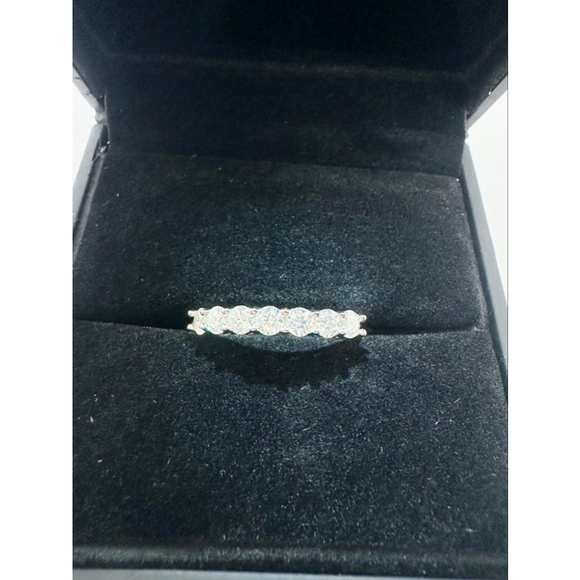 Moissanite Band 7 Stone Anniversary Wedding Ring 18K 925 GRA Round - Picture 15 of 17